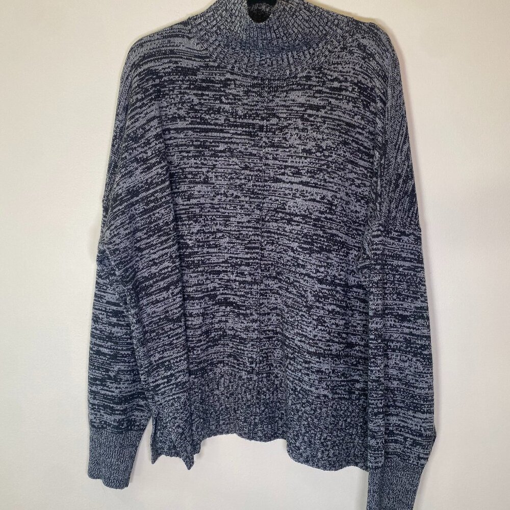 French Connection Grey Marled Mock Neck Knit Sweater